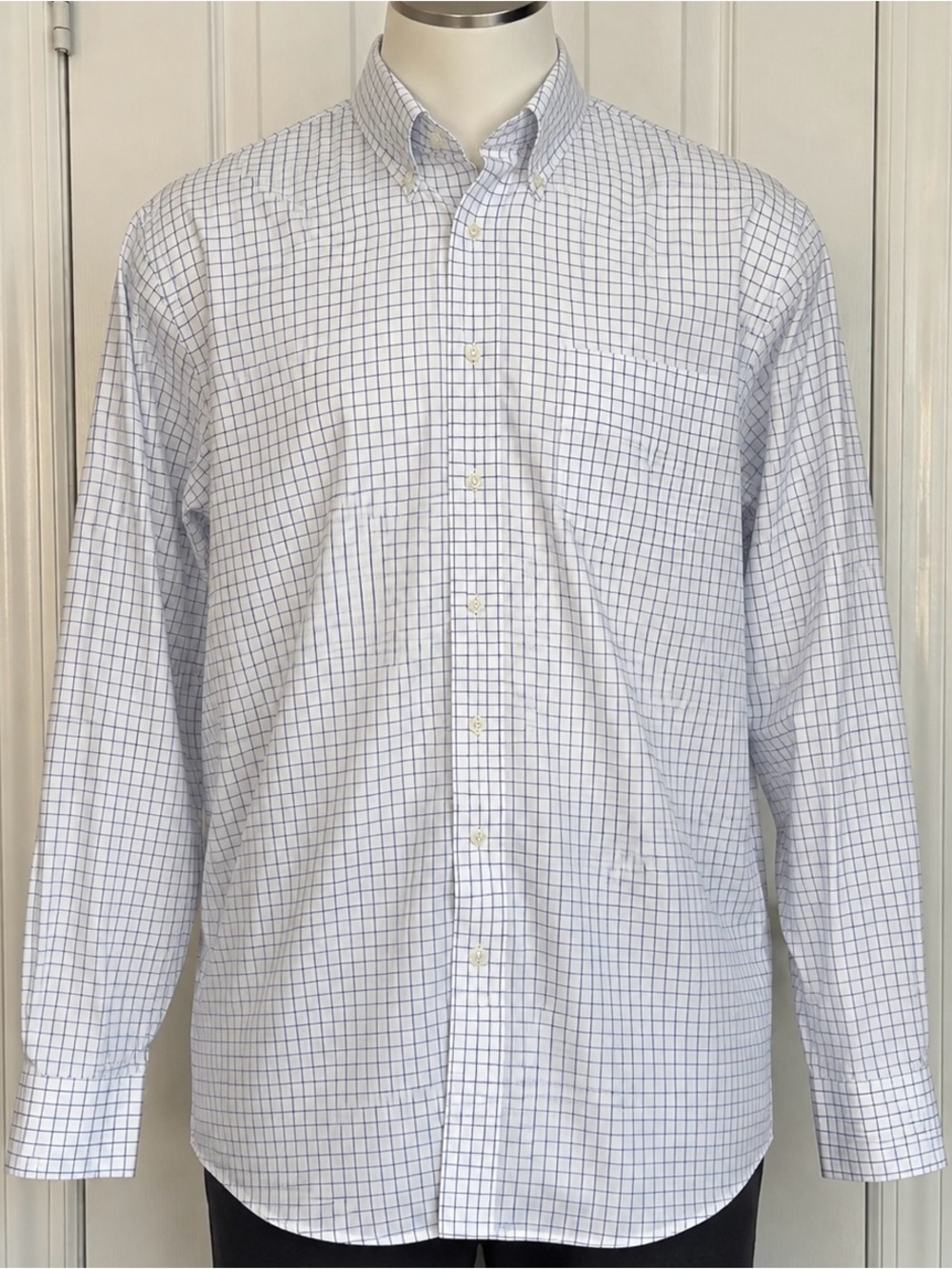 Brooks Brothers The Original Polo Shirt 19 35 White Blue Grid Check Button Down